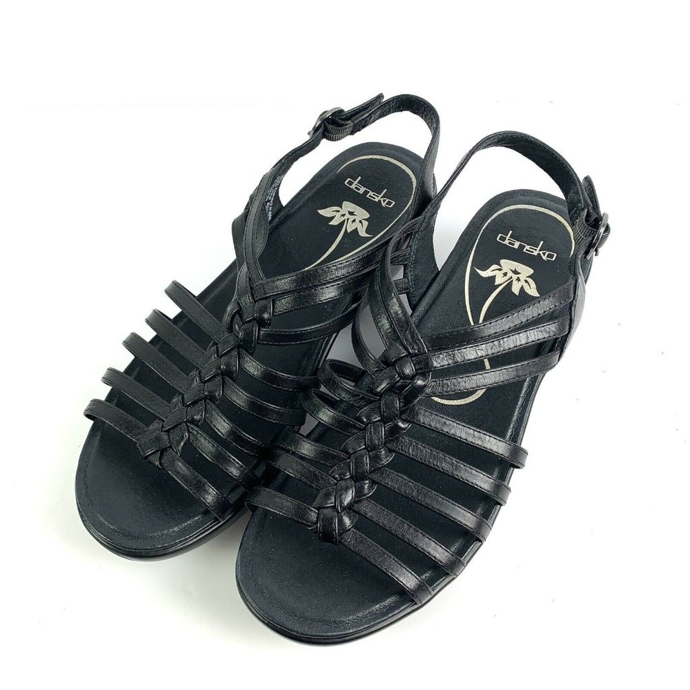 Dansko Shoes 39 Black Strappy Sandal Braided